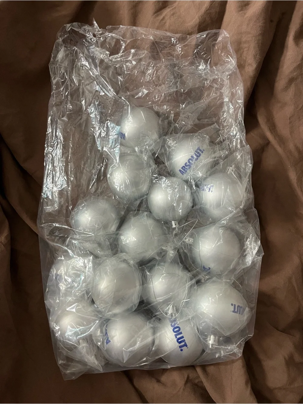 17 Absolut Silver Branded Holiday Ornament - Matte Silver Bauble with Blue Logo